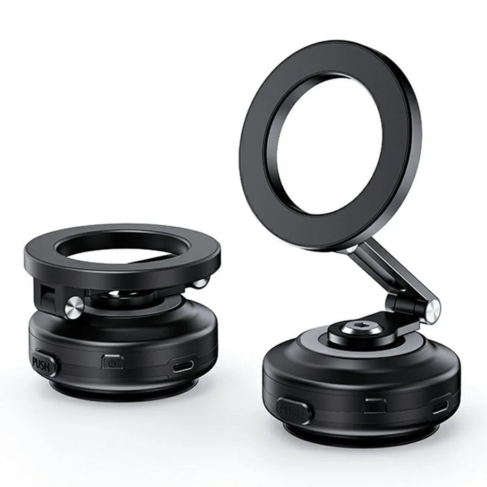 X64 Electric Vacuum Suction Car Phone Mount Foldable Magnetic Smartphones Bracket - Black - 1