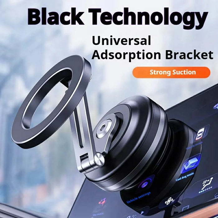 X64 Electric Vacuum Suction Car Phone Mount Foldable Magnetic Smartphones Bracket - Black - 2
