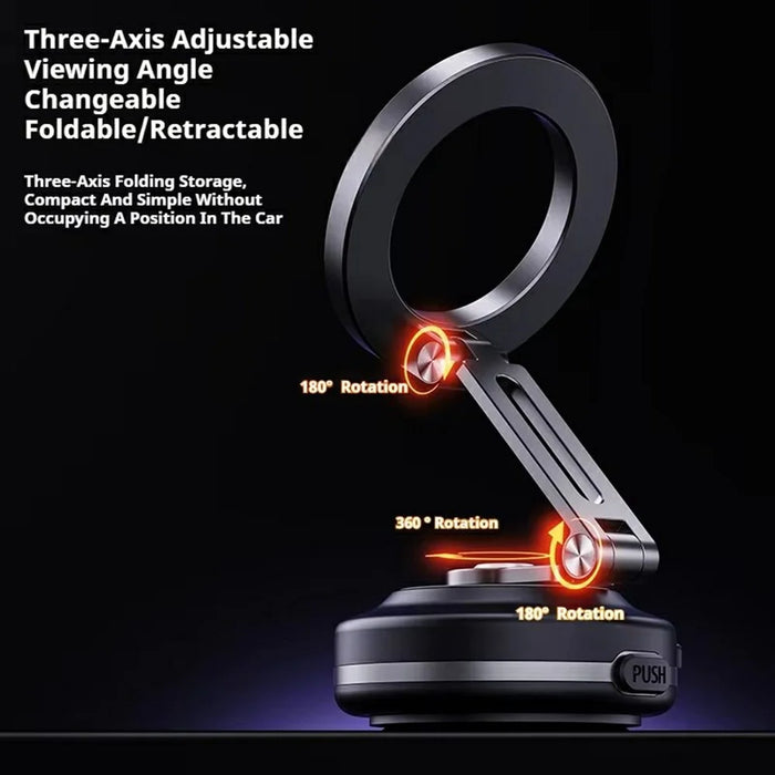 X64 Electric Vacuum Suction Car Phone Mount Foldable Magnetic Smartphones Bracket - Black - 3