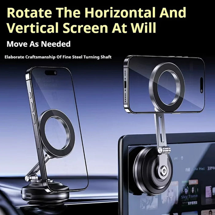 X64 Electric Vacuum Suction Car Phone Mount Foldable Magnetic Smartphones Bracket - Black - 4
