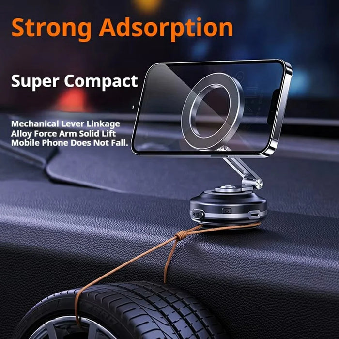 X64 Electric Vacuum Suction Car Phone Mount Foldable Magnetic Smartphones Bracket - Black - 6