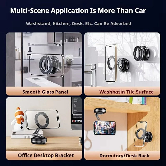 X64 Electric Vacuum Suction Car Phone Mount Foldable Magnetic Smartphones Bracket - Black - 7