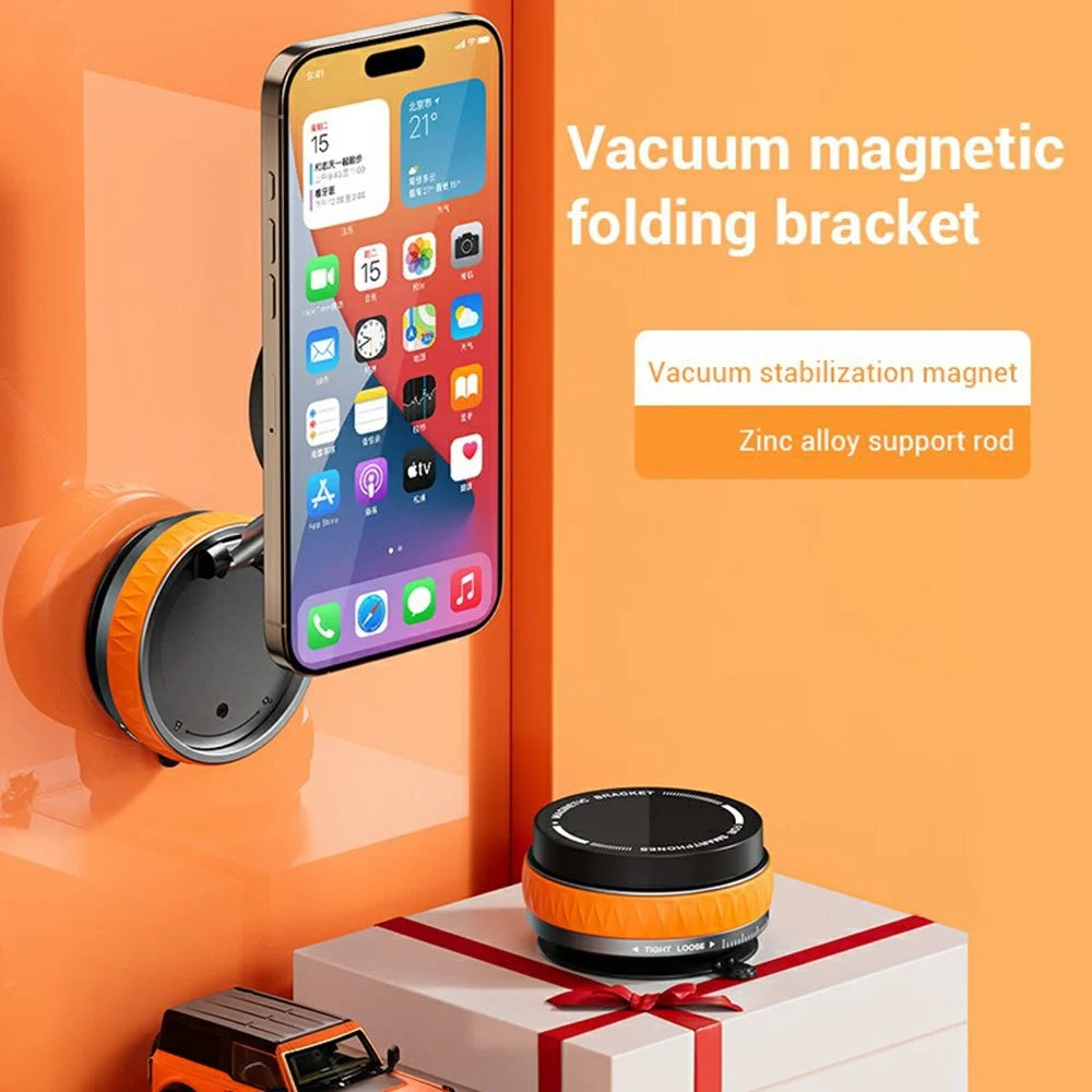 X58 Foldable Suction Cup Phone Holder Car Mirror Glass 360 Degree Rotation Magnetic Phone Stand - Orange - 2