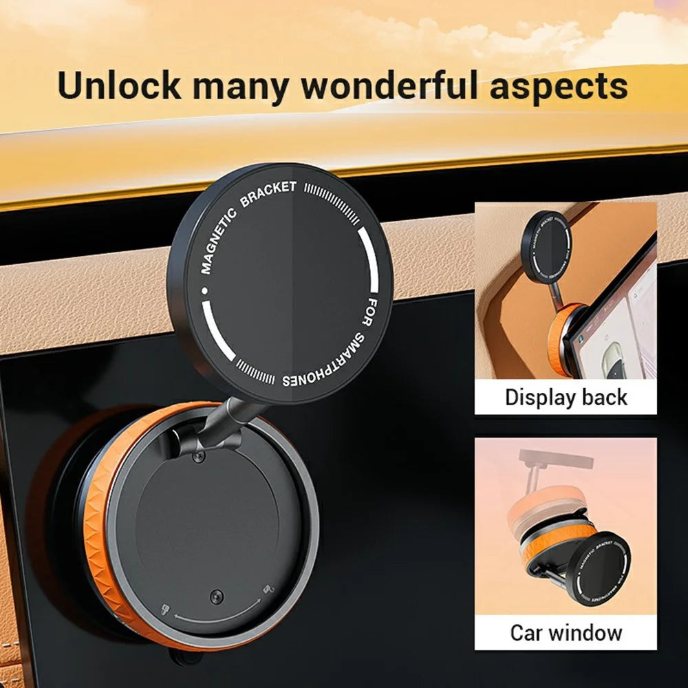 X58 Foldable Suction Cup Phone Holder Car Mirror Glass 360 Degree Rotation Magnetic Phone Stand - Orange - 5