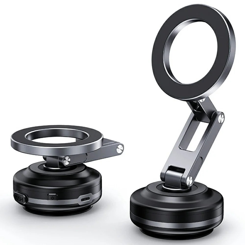 X63 Magnetic Car Phone Navigation Mount Vacuum Suction Cup Foldable Arm Aluminum Alloy Bracket - Grey - 1