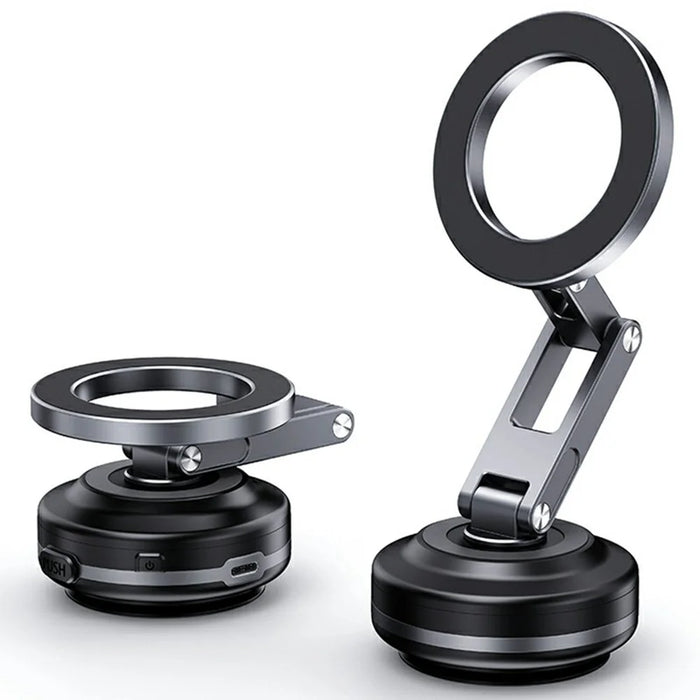 X63 Magnetic Car Phone Navigation Mount Vacuum Suction Cup Foldable Arm Aluminum Alloy Bracket - Grey - 1