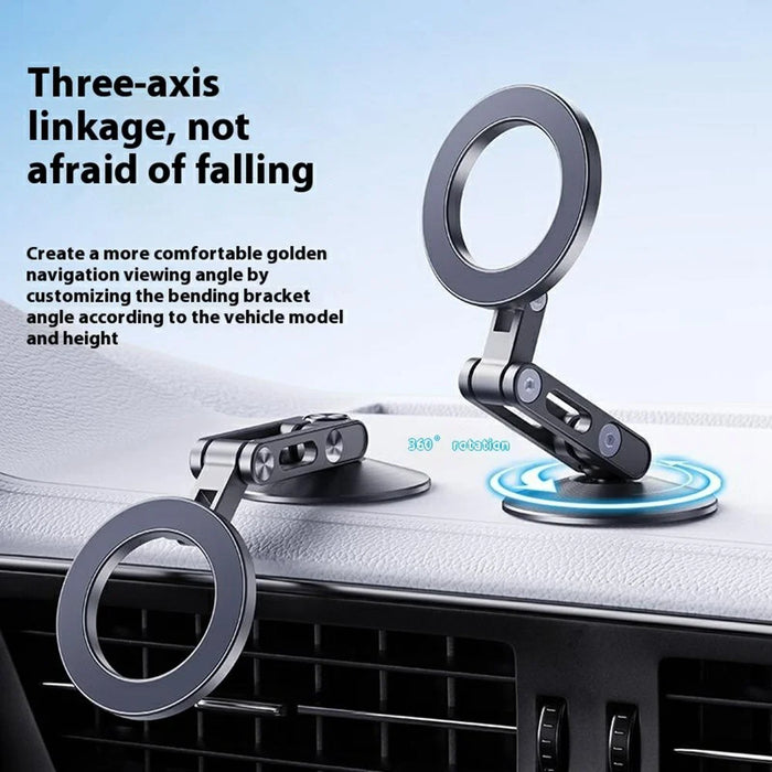 Z18 Aluminum Alloy Car Phone Mount 360 Degree Rotation Anti Shake Magnetic Cellphone Holder - 3