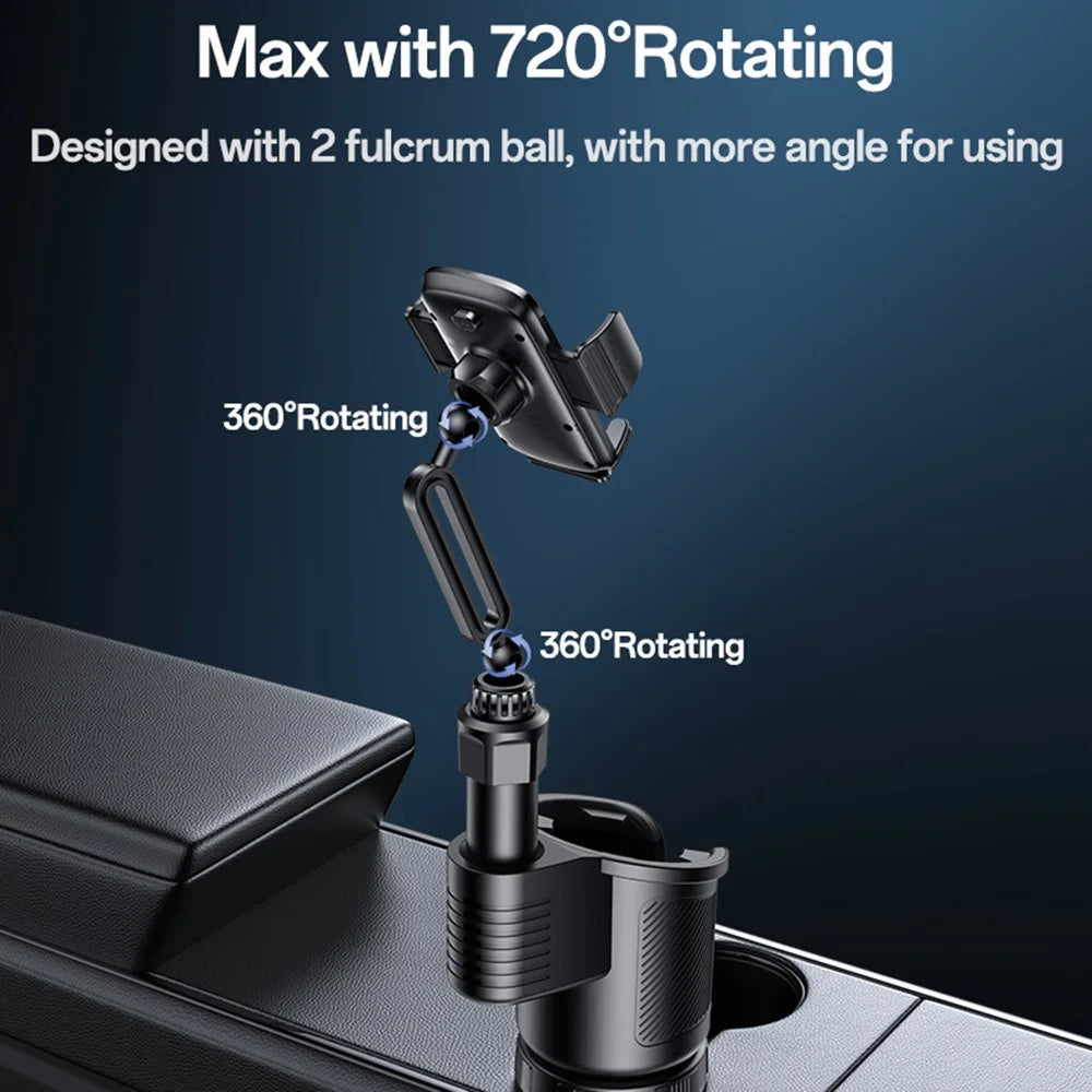 YESIDO C273 2 in 1 Car Cup Holder Phone Mount Adjustable 4.7-7.2 Inch Cellphone Bracket - 2