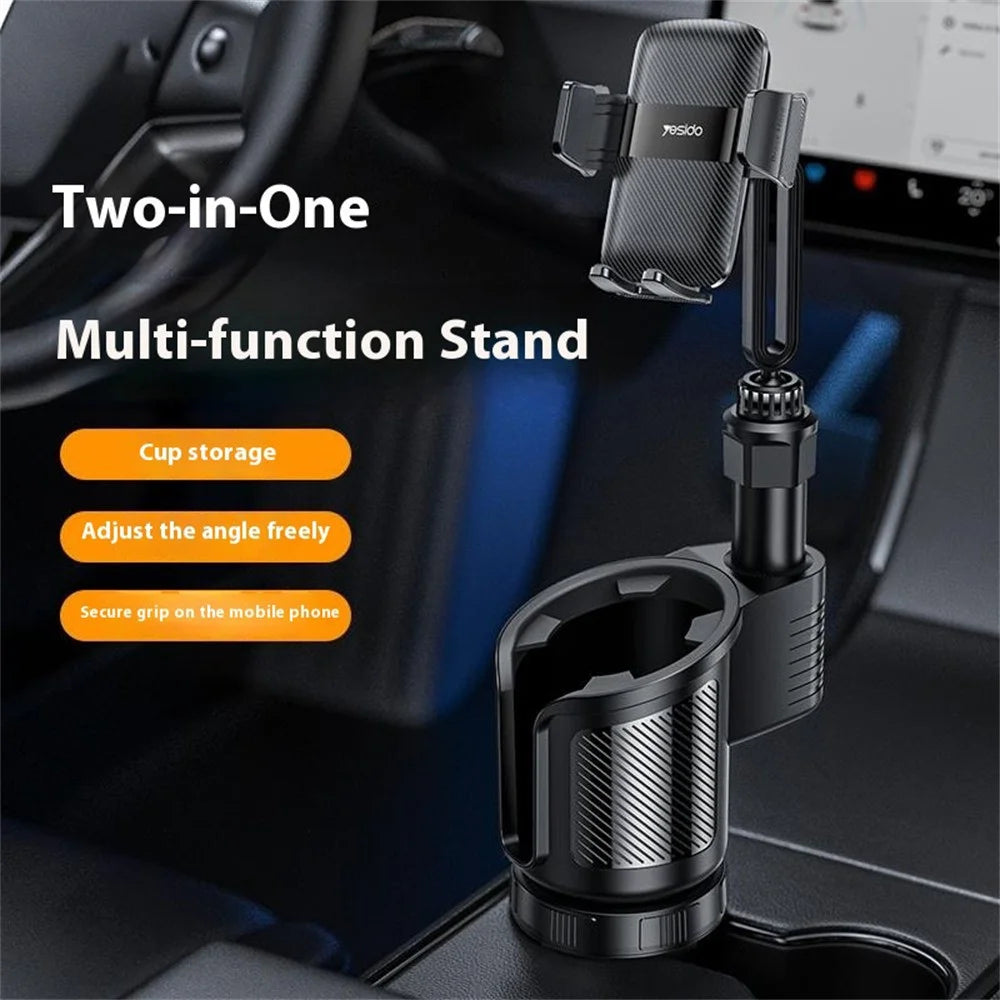YESIDO C273 2 in 1 Car Cup Holder Phone Mount Adjustable 4.7-7.2 Inch Cellphone Bracket - 3