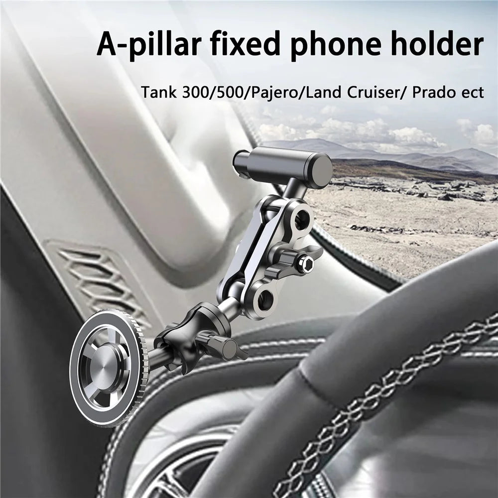 A036 Magnetic Phone Holder for Land Cruiser / Tank 300 / 500 / Prado A-Pillar Aluminum Alloy Vehicle Phone Bracket - 5