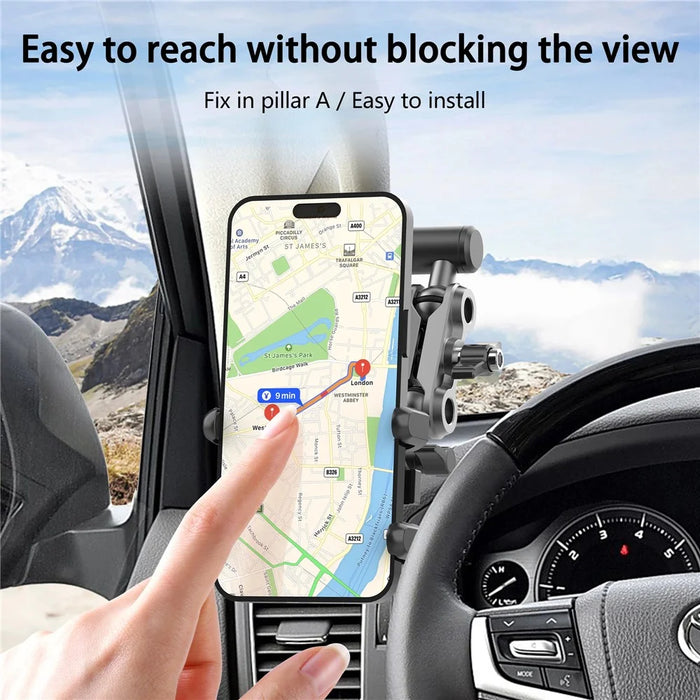 A035 For Land Cruiser / Prado / Tank 300 / 500 A-Pillar Car Phone Mount Aluminum Alloy Holder - 5