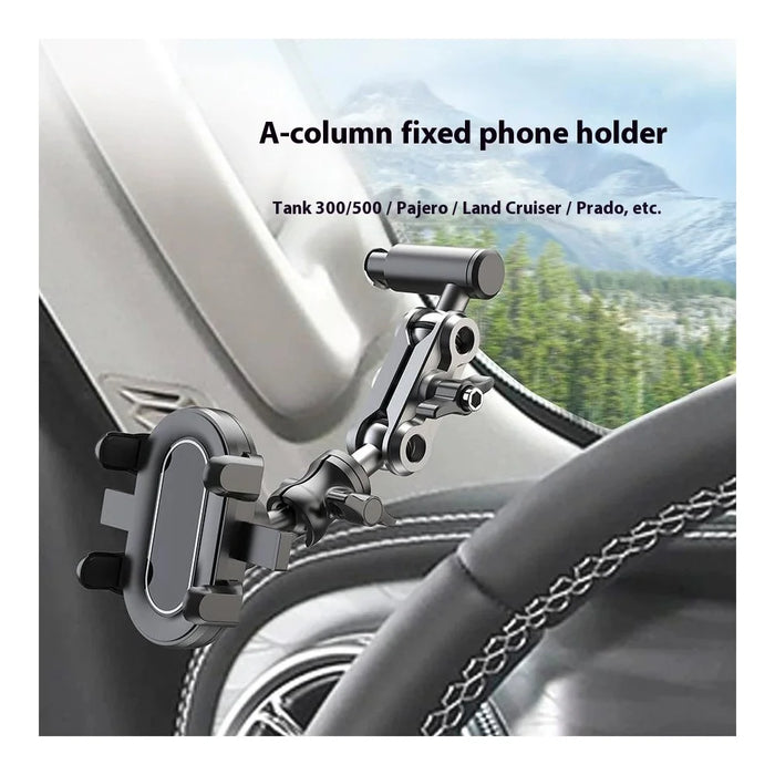 A035 For Land Cruiser / Prado / Tank 300 / 500 A-Pillar Car Phone Mount Aluminum Alloy Holder - 7
