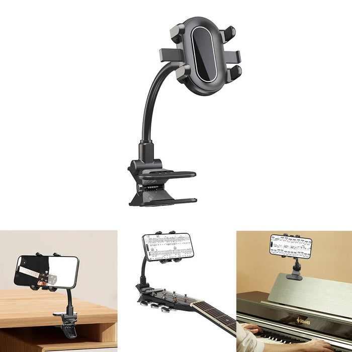 X040 Universal Phone Holder Clamp Mount Bracket for Electric Guitar Bass Ukulele Live Teaching Video Recording - 3