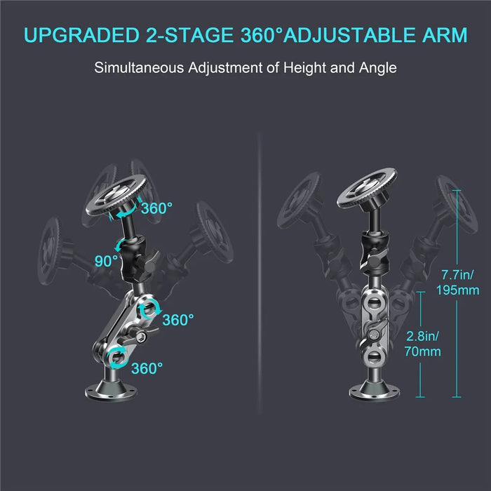 X038 Car Truck Boat Dashboard Heavy Duty Metal Magnetic Phone Holder 360 Degree Adjustable Bracket - 6
