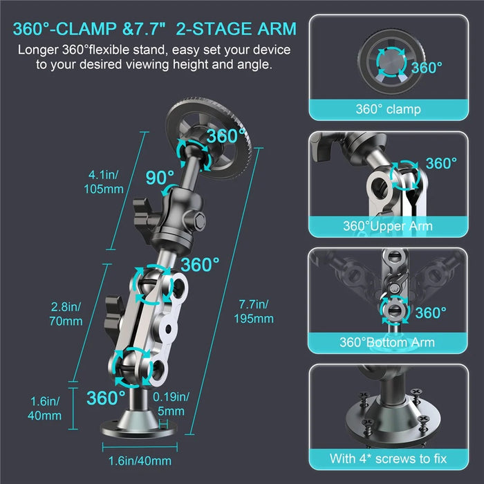X038 Car Truck Boat Dashboard Heavy Duty Metal Magnetic Phone Holder 360 Degree Adjustable Bracket - 7
