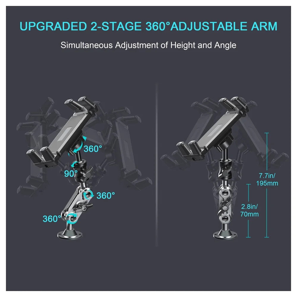 X039 Car Truck Boat Wall Mount Phone Holder Heavy Duty Adjustable Tablet Stand with Aluminum Drill Base - 6