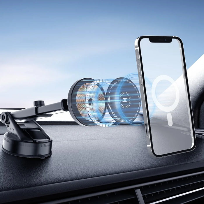 X236F 15W Wireless Charger Car Dashboard Mount Adjustable Magnetic Phone Navigation Holder - 4