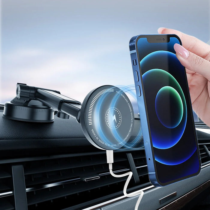 X236F 15W Wireless Charger Car Dashboard Mount Adjustable Magnetic Phone Navigation Holder - 5