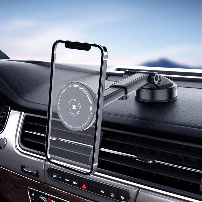 X236F 15W Wireless Charger Car Dashboard Mount Adjustable Magnetic Phone Navigation Holder - 6