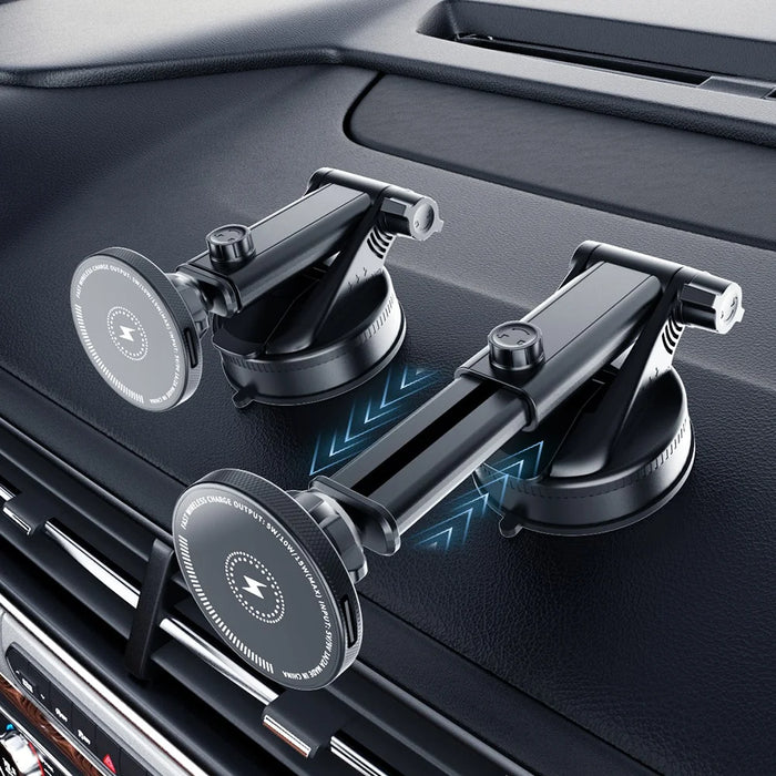 X236F 15W Wireless Charger Car Dashboard Mount Adjustable Magnetic Phone Navigation Holder - 7