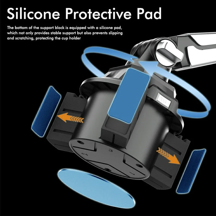 S258 Universal Car Cup Holder Phone Tablet Mount Adjustable Arm 360 Degree Rotation Stand - 3