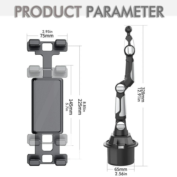 S258 Universal Car Cup Holder Phone Tablet Mount Adjustable Arm 360 Degree Rotation Stand - 7