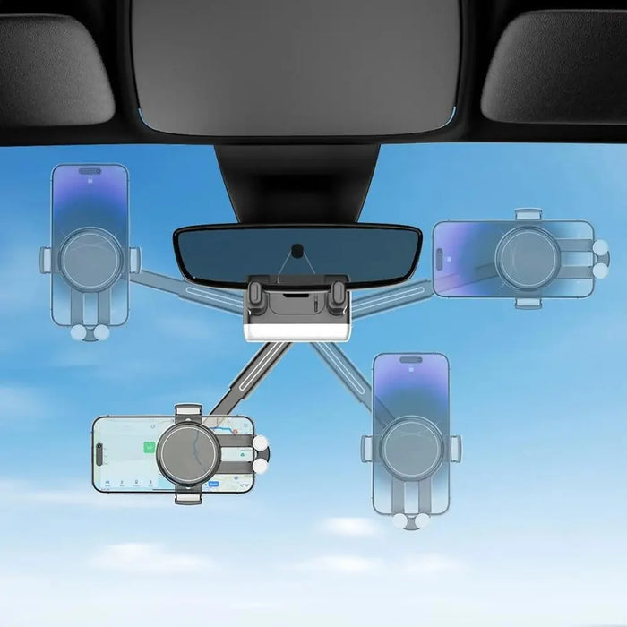 H256 Car Rearview Mirror Phone Holder 360 Degree Rotation Cellphone Navigation Bracket - 4
