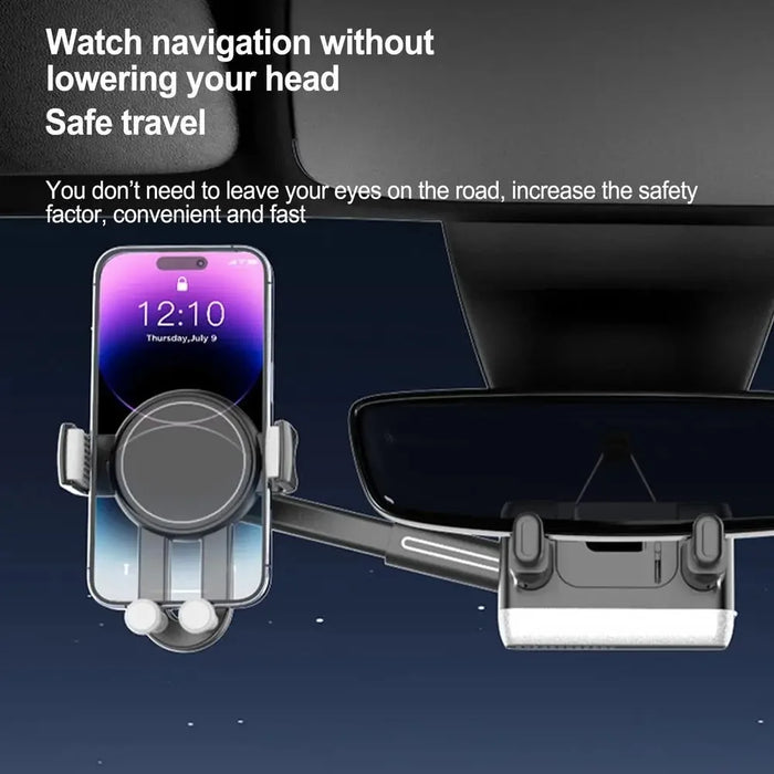 H256 Car Rearview Mirror Phone Holder 360 Degree Rotation Cellphone Navigation Bracket - 5