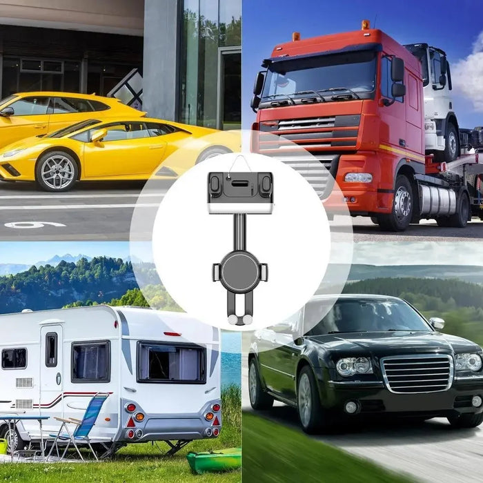 H256 Car Rearview Mirror Phone Holder 360 Degree Rotation Cellphone Navigation Bracket - 7