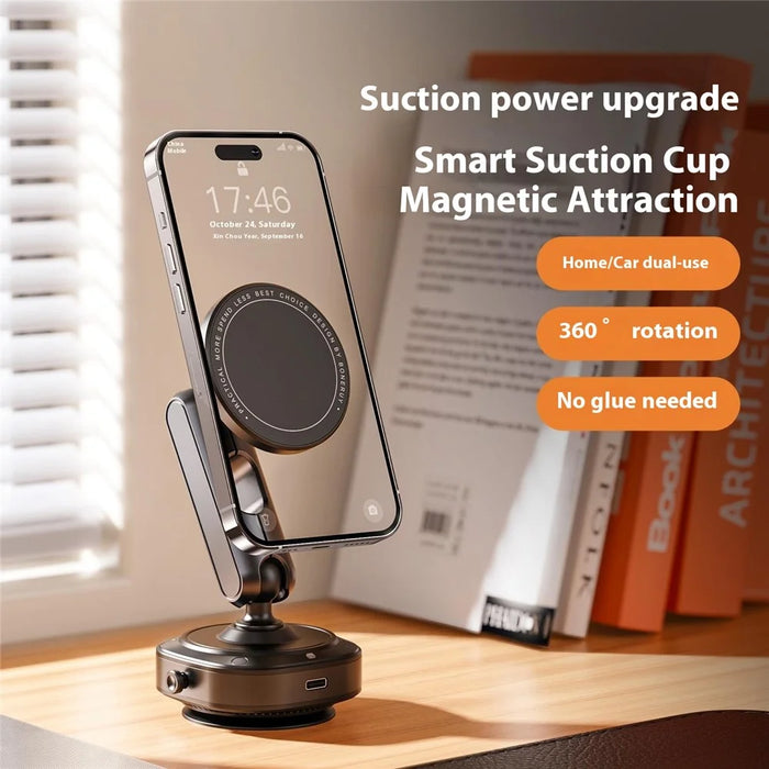 X75 Car Phone Holder Electric Suction Cup Mount Stand 360 Degree Rotation Magnetic Bracket - 2