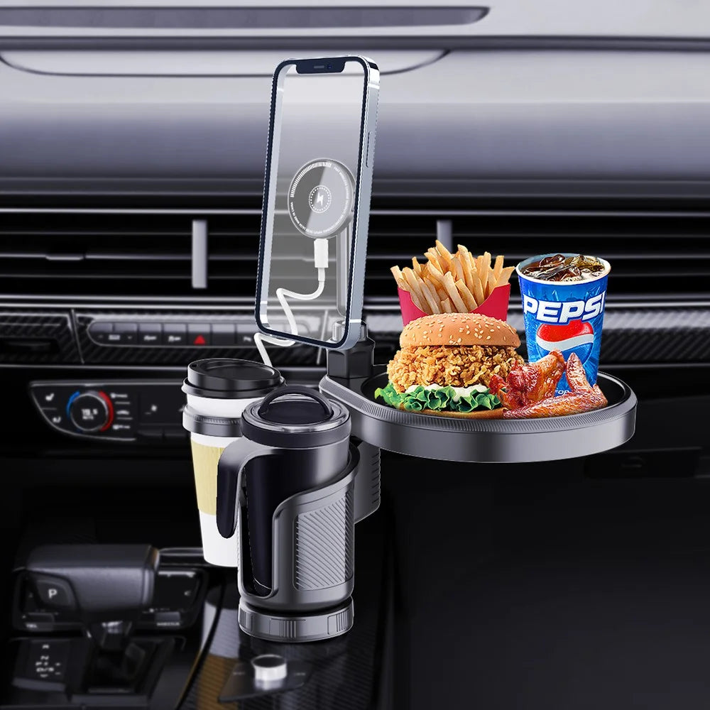 CP242F Car Cup Holder 15W Fast Charging Magnetic Wireless Charger Phone Mount Navigation Stand - 2