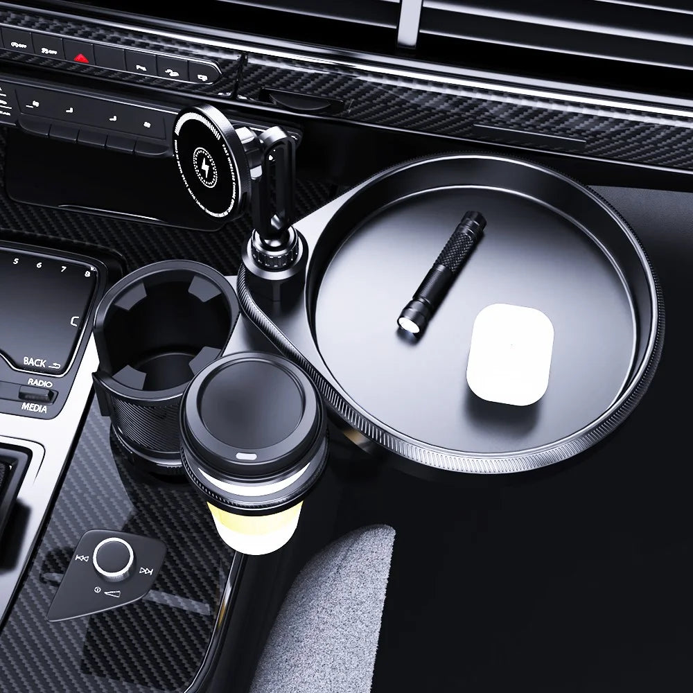 CP242F Car Cup Holder 15W Fast Charging Magnetic Wireless Charger Phone Mount Navigation Stand - 3