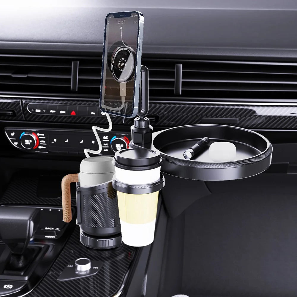 CP242F Car Cup Holder 15W Fast Charging Magnetic Wireless Charger Phone Mount Navigation Stand - 4