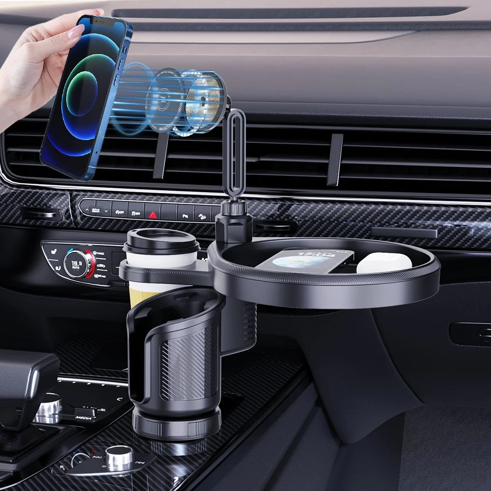CP242F Car Cup Holder 15W Fast Charging Magnetic Wireless Charger Phone Mount Navigation Stand - 5