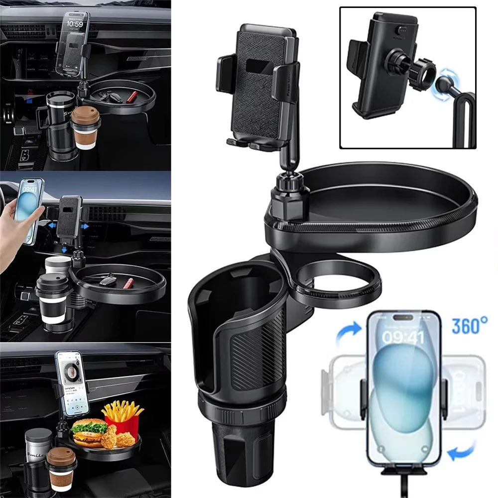 CP242 Car Cup Holder Expansion Tray Universal 4 in 1 Car Phone Holder Cup Holder Tray Stand - 3