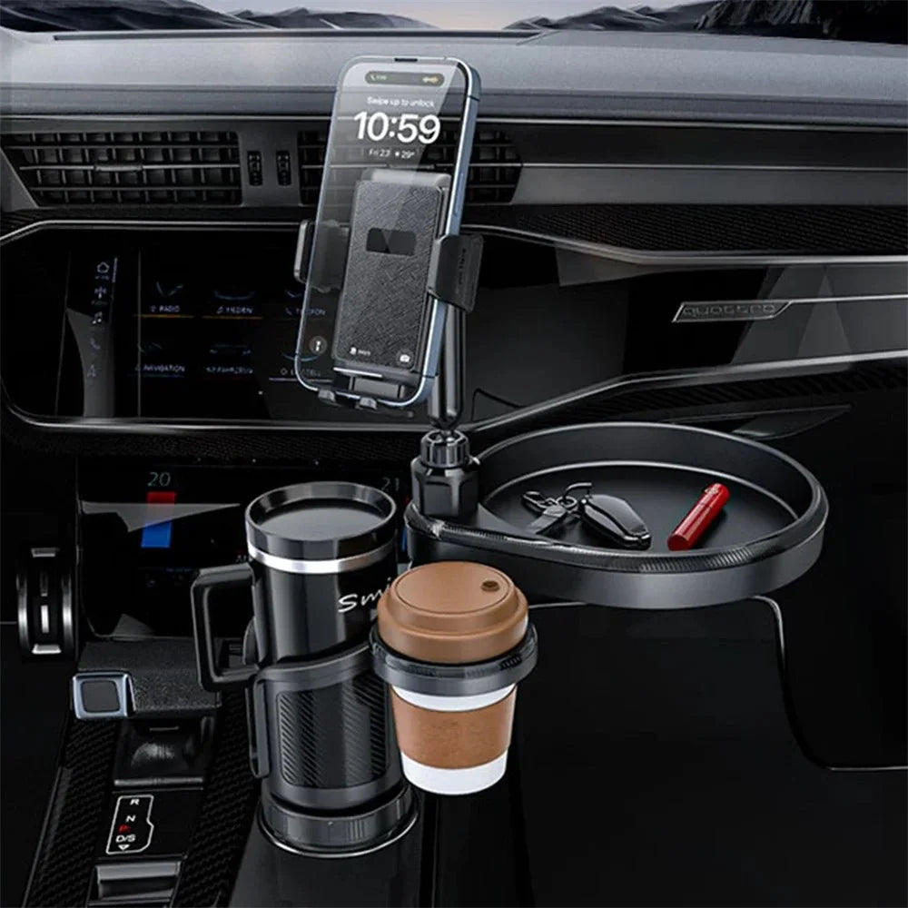 CP242 Car Cup Holder Expansion Tray Universal 4 in 1 Car Phone Holder Cup Holder Tray Stand - 4