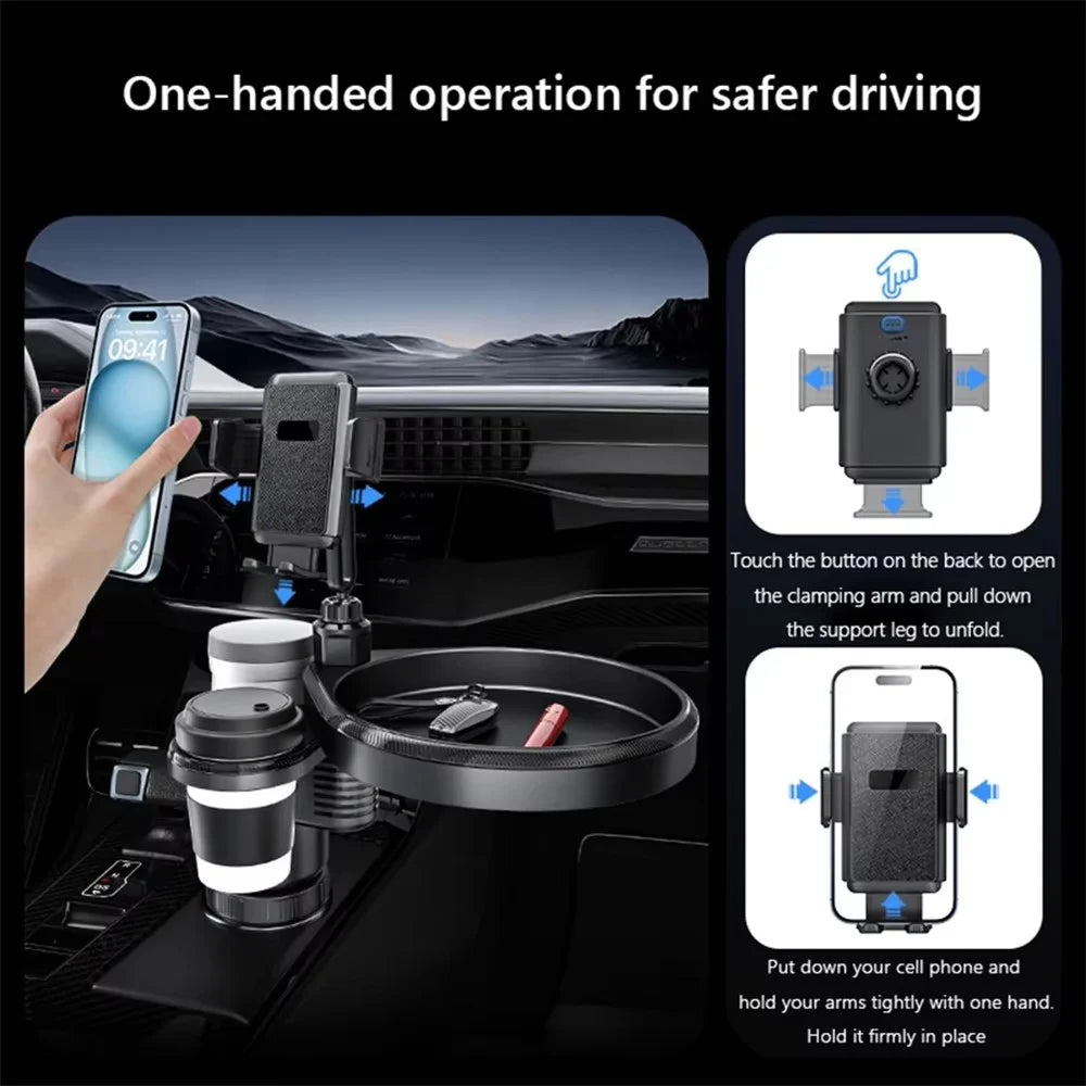 CP242 Car Cup Holder Expansion Tray Universal 4 in 1 Car Phone Holder Cup Holder Tray Stand - 5