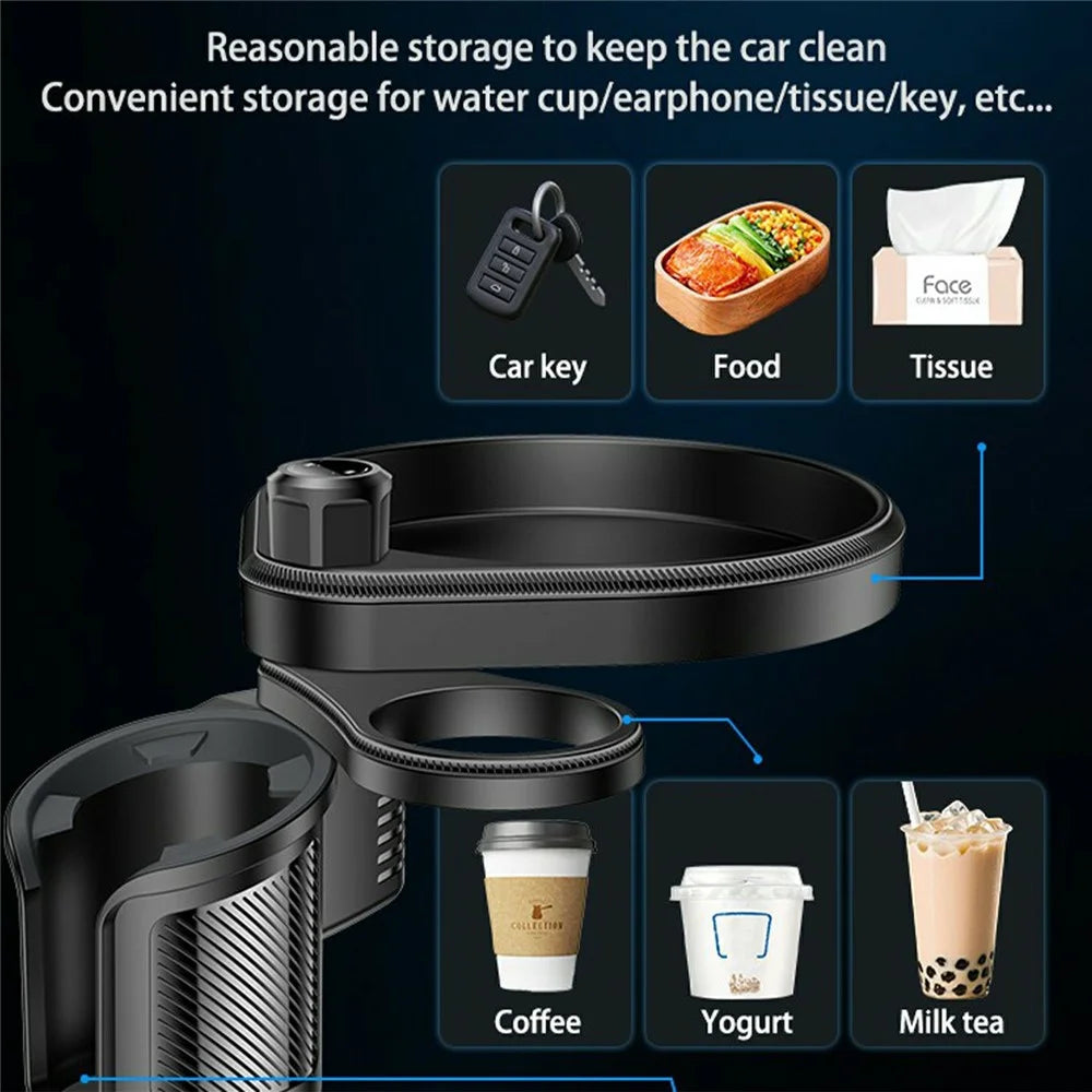YESIDO C180 Multifunctional Cup Holder Food Tray with Expandable Base for Drinks Snacks Keys Organizer - 5