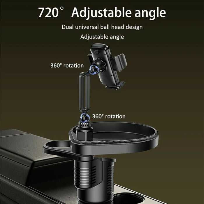 YESIDO C274 Multifunctional Organizer Car Cup Holder Food Tray with Expandable Base Drink Rack Phone Stand - 3