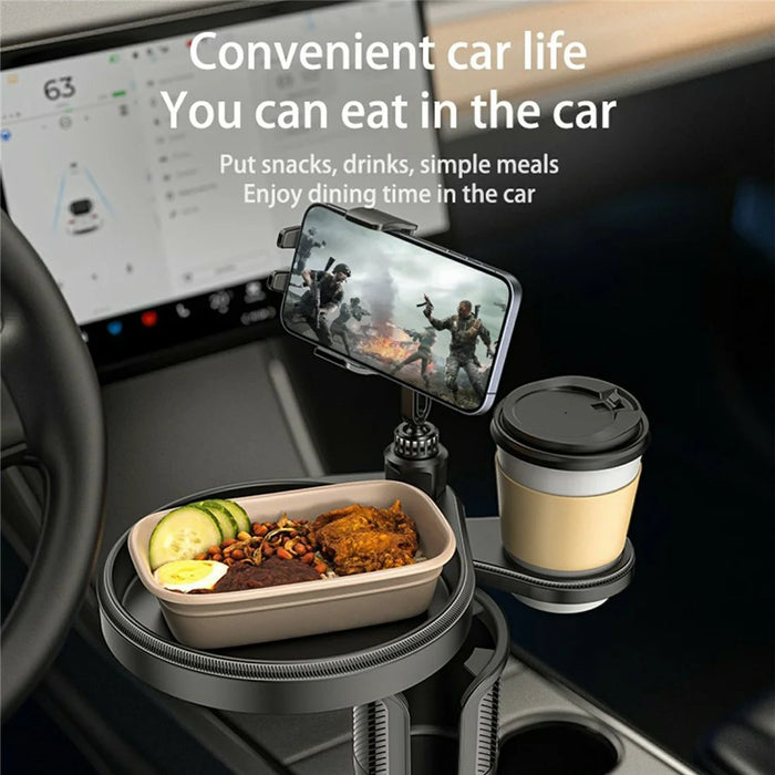 YESIDO C274 Multifunctional Organizer Car Cup Holder Food Tray with Expandable Base Drink Rack Phone Stand - 4