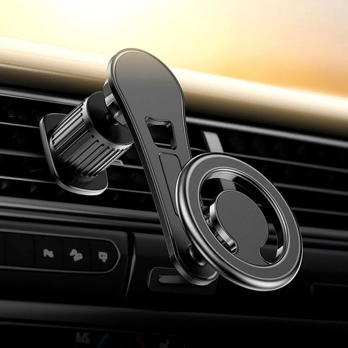 D19 Magnetic Car Phone Mount Vent Clip Rotatable Dashboard Navigation Stand Extendable Arm - Black - 2
