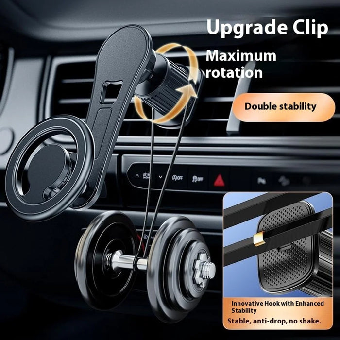 D19 Magnetic Car Phone Mount Vent Clip Rotatable Dashboard Navigation Stand Extendable Arm - Black - 6