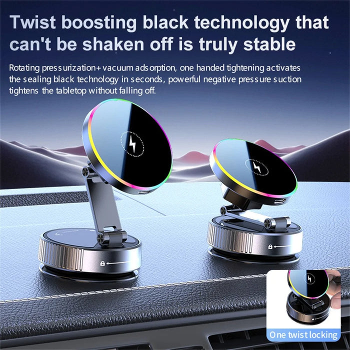 K5 Car Wireless Charger Mount 360 Degree Rotation Folding Magnetic Phone Charger Holder - 2