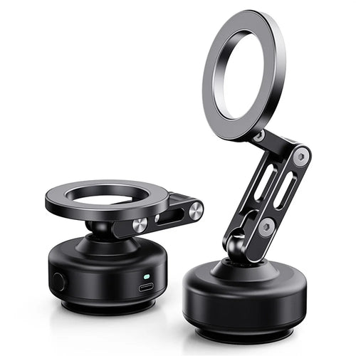 X93 Car Cellphone Mount 360 Degree Rotation Electric Vacuum Suction Cup Aluminum Alloy Magnetic Phone Holder - Black - 1