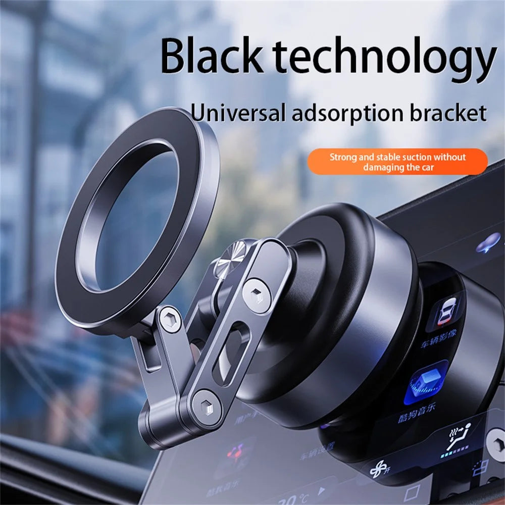X93 Car Cellphone Mount 360 Degree Rotation Electric Vacuum Suction Cup Aluminum Alloy Magnetic Phone Holder - Black - 2