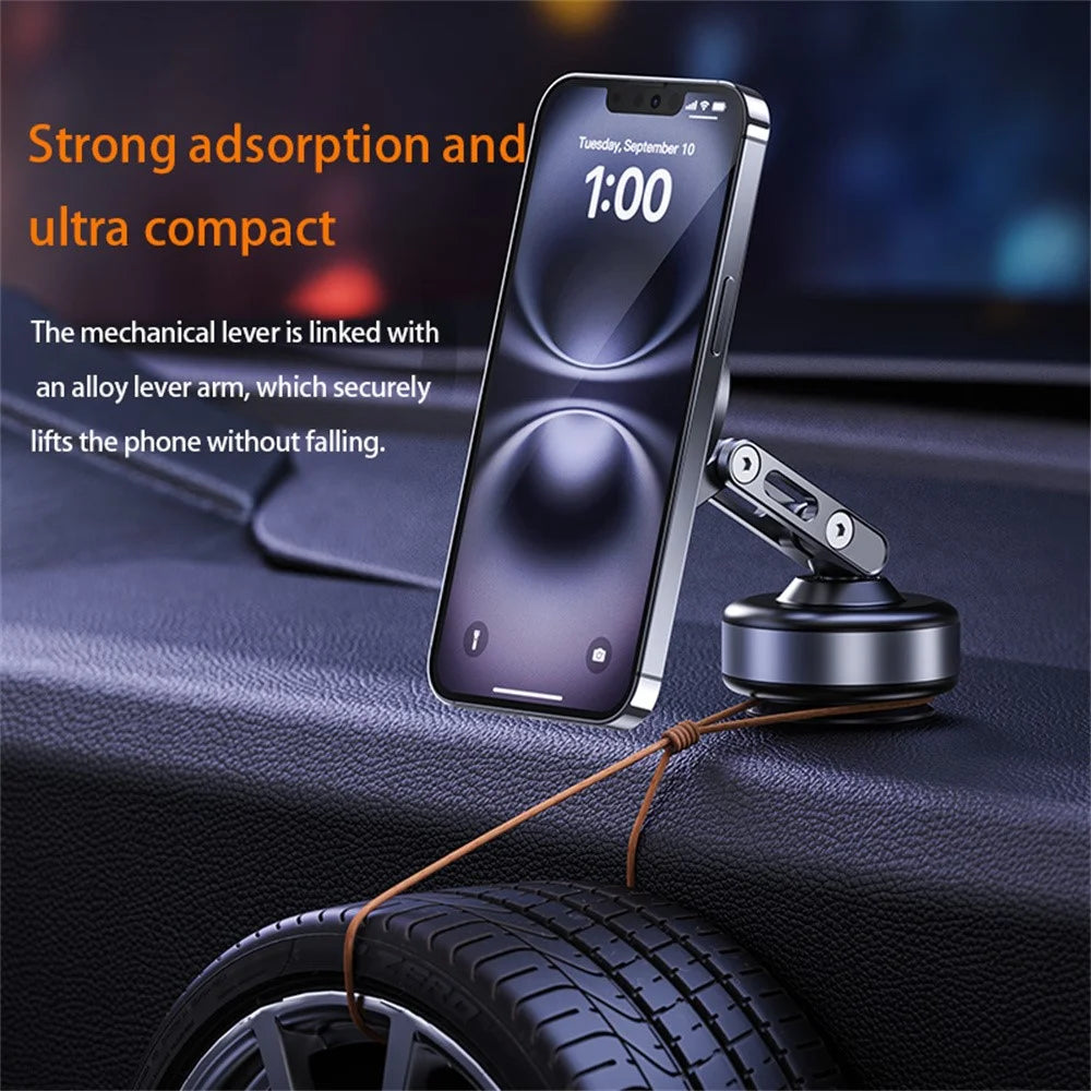 X93 Car Cellphone Mount 360 Degree Rotation Electric Vacuum Suction Cup Aluminum Alloy Magnetic Phone Holder - Black - 3
