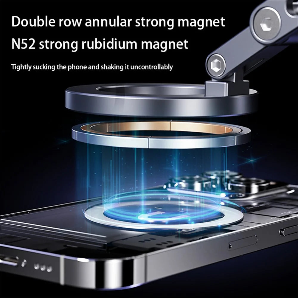X93 Car Cellphone Mount 360 Degree Rotation Electric Vacuum Suction Cup Aluminum Alloy Magnetic Phone Holder - Black - 5