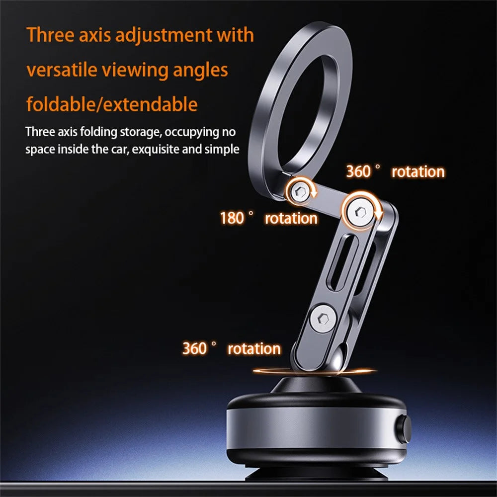 X93 Car Cellphone Mount 360 Degree Rotation Electric Vacuum Suction Cup Aluminum Alloy Magnetic Phone Holder - Black - 6