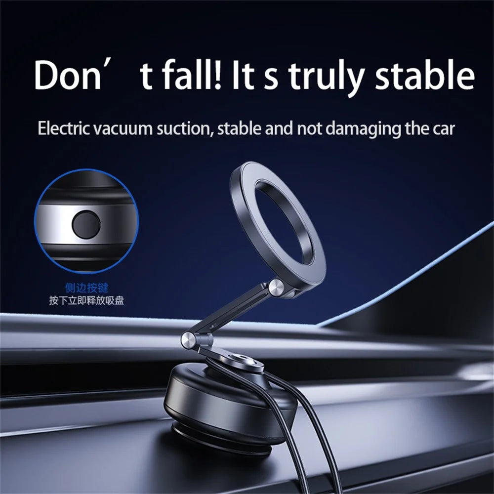 X94 360 Degree Rotating Foldable Car Phone Mount Electric Vacuum Suction Cup Magnetic Holder for Smartphones - Black - 5