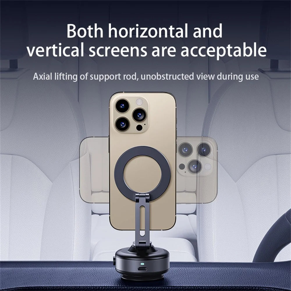 X94 360 Degree Rotating Foldable Car Phone Mount Electric Vacuum Suction Cup Magnetic Holder for Smartphones - Black - 6